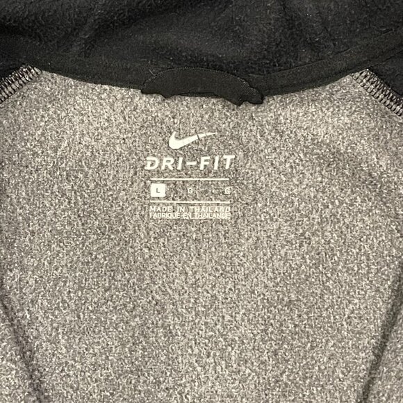 Nike Dri-FIT Hooded Full Zip Jacket Gray Black Woven Overlay Thumbholes Size L - Picture 5 of 8